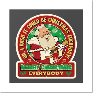 Ugly Holiday Sweater Santa Clause Ukulele Posters and Art